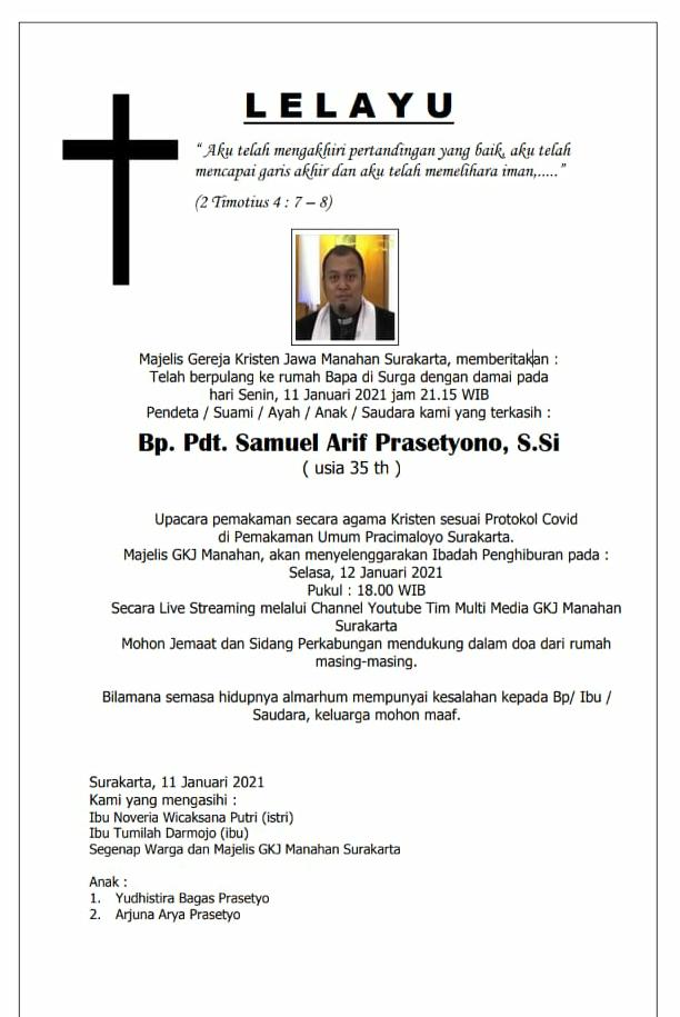 Lelayu Pdt. Samuel Arif Prasetyono